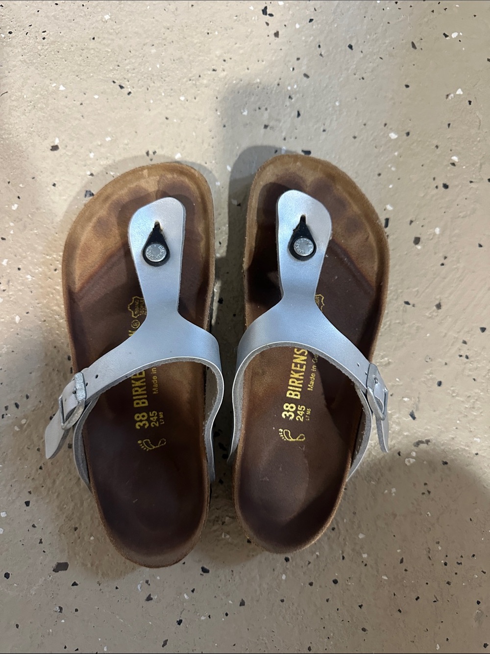 Birkenstock Gizeh Thong Sandals in Silver and Brown - Women